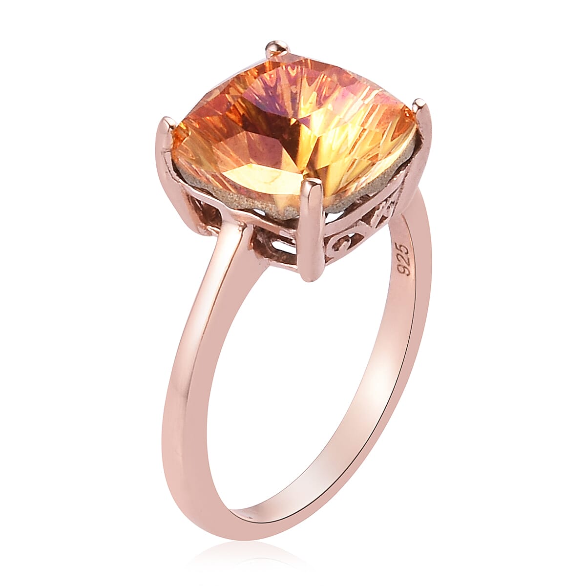 J Francis  Astral Pink Crystal Ring in Rose Gold Overlay Sterling Silver