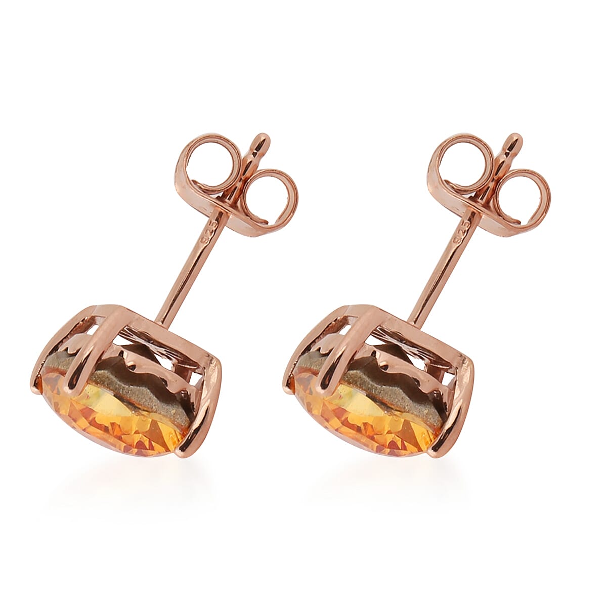 Lustro Stella Crytal from  Astral Pink Crystal Stud Earrings (with Push Back) in Rose Gold Overlay Sterling Silver