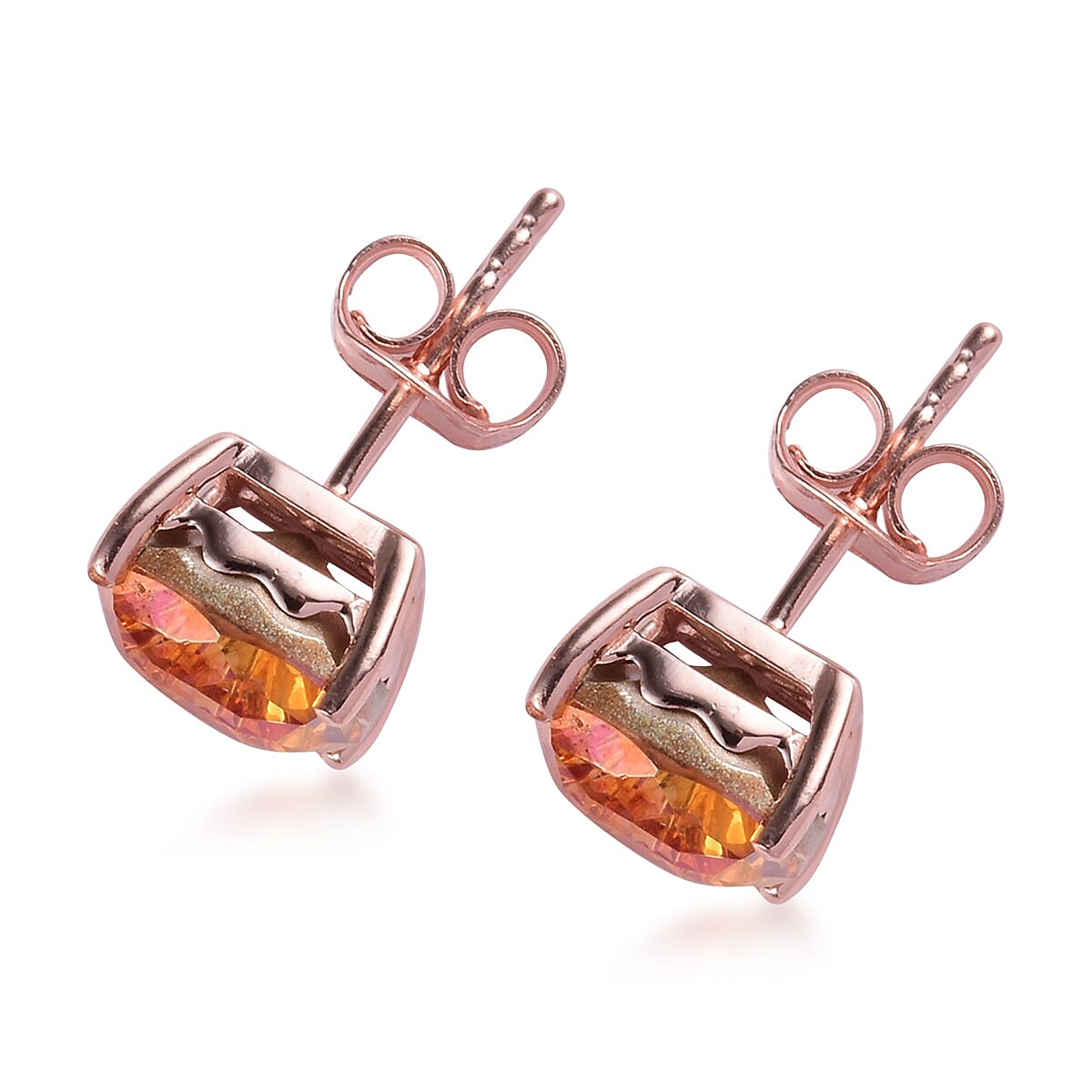 Lustro Stella Crytal from  Astral Pink Crystal Stud Earrings (with Push Back) in Rose Gold Overlay Sterling Silver