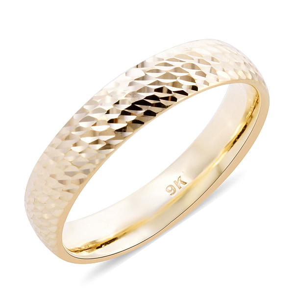 Royal Bali Collection - 9K Yellow Gold Diamond Cut Band Ring - M3679074 ...