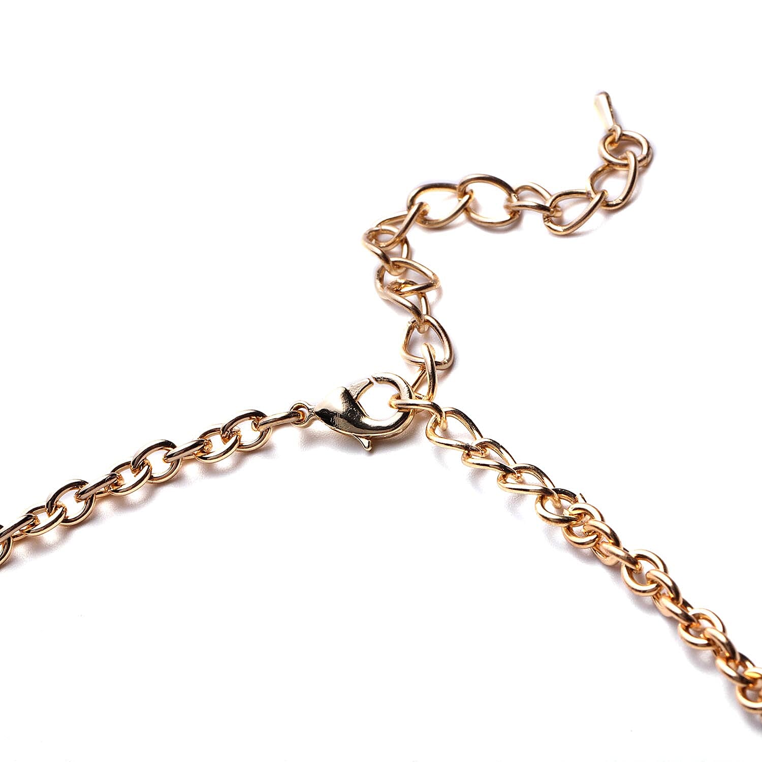 Multi Colour Austrian Crystal, Simulated Multi Colour Gemstone Necklace (Size 23) in Yellow Gold Tone