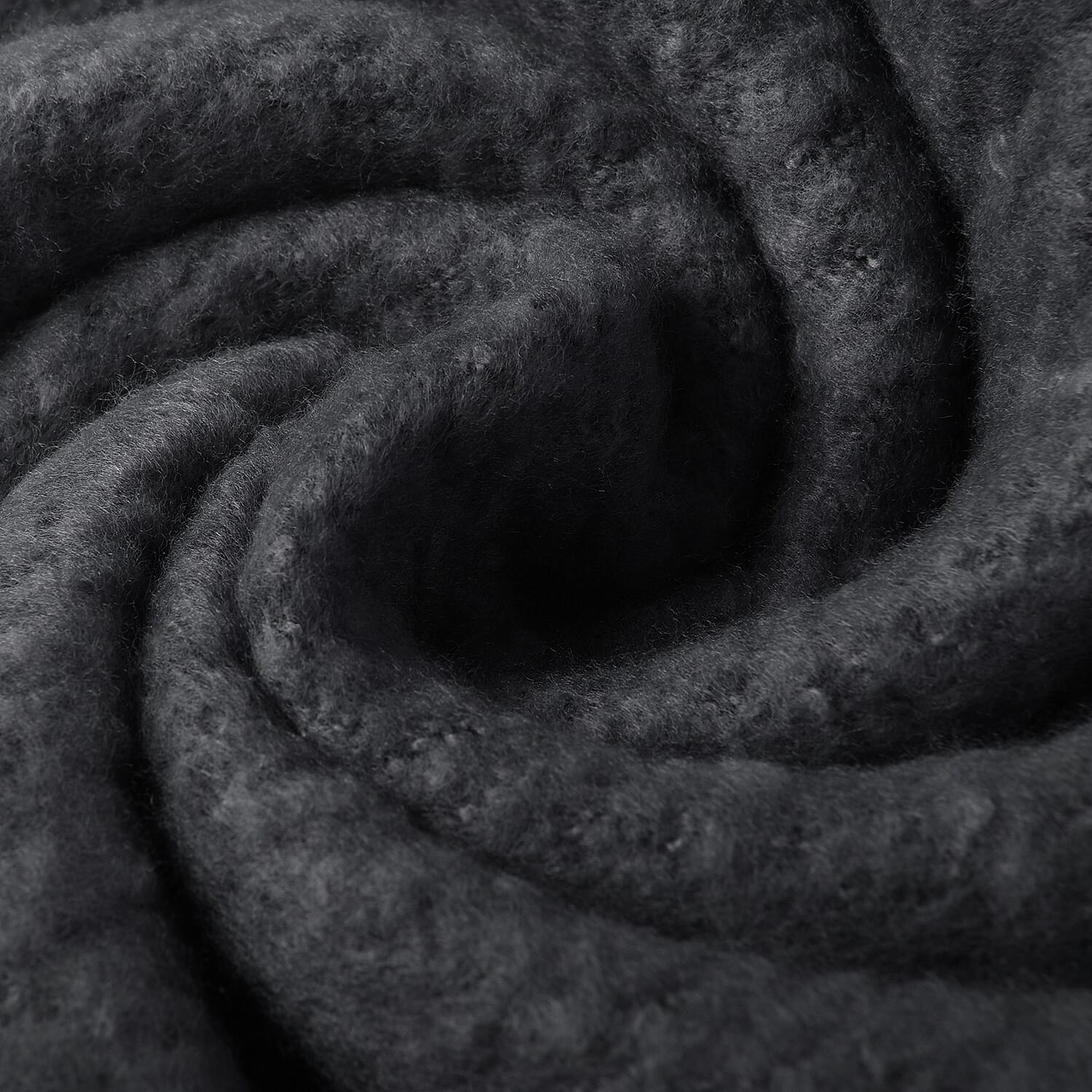 Grey and Black Colour Ladies Scarf with Tassels (Size 45x190+18cm)