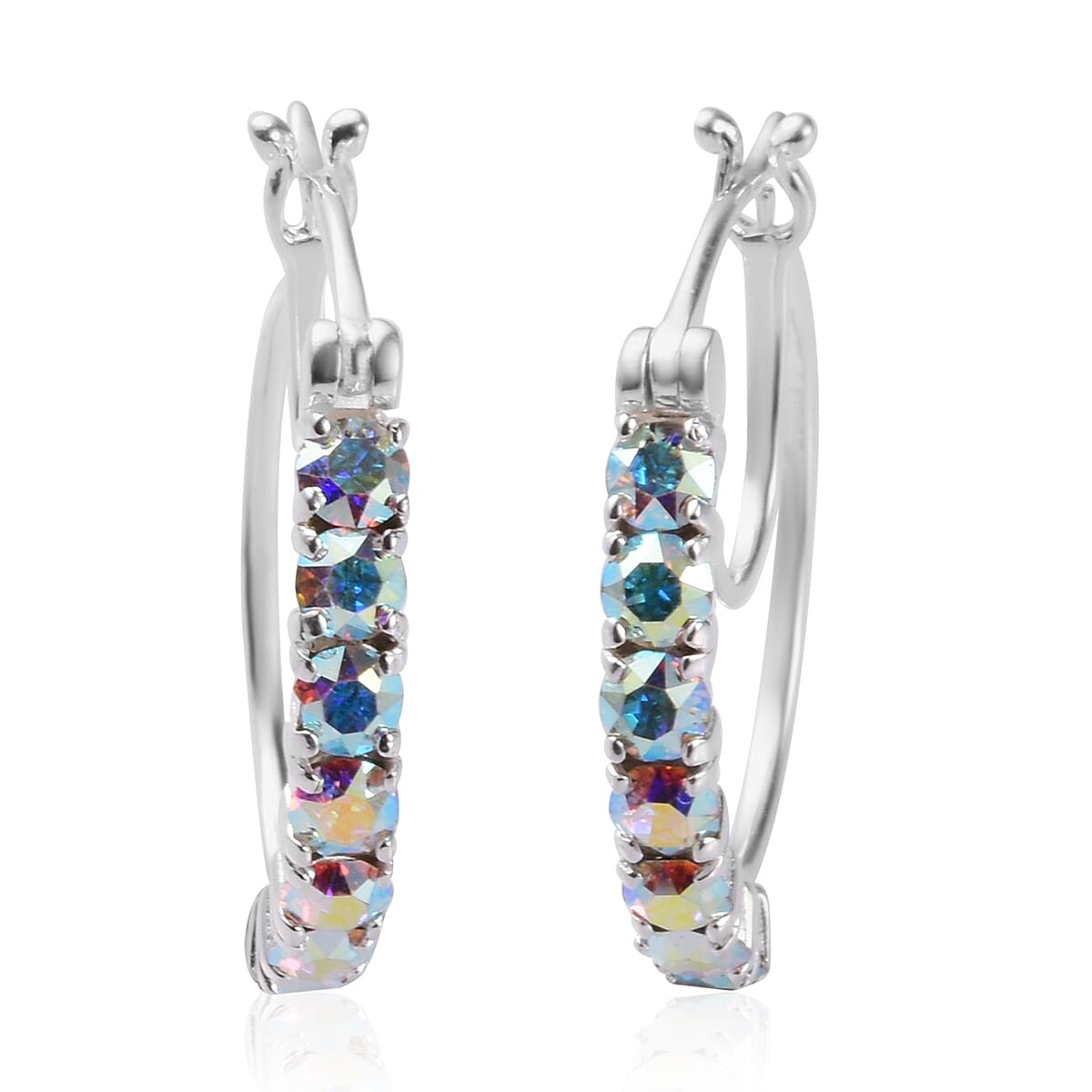 Lustro Stella AB Crystal Hoop Earrings in Sterling Silver