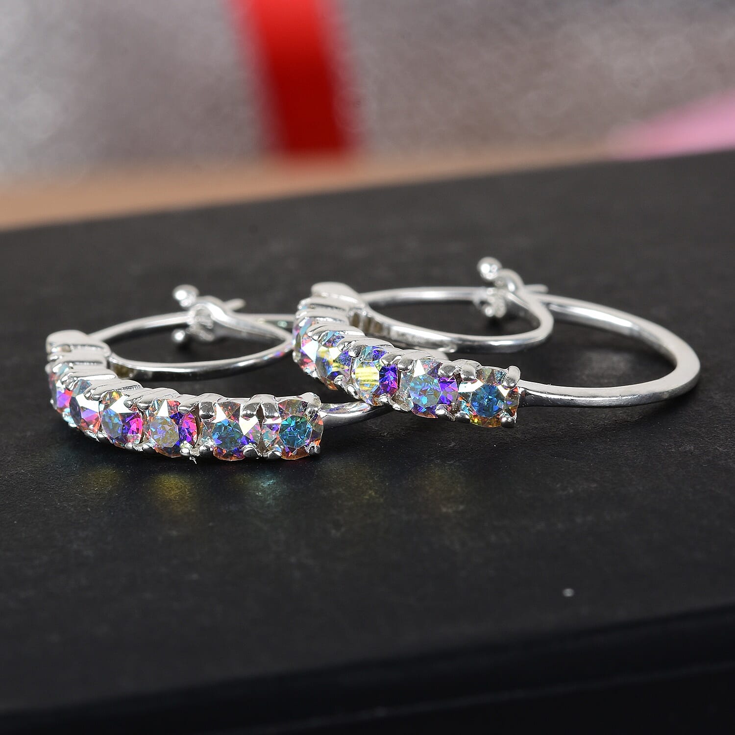 Lustro Stella AB Crystal Hoop Earrings in Sterling Silver