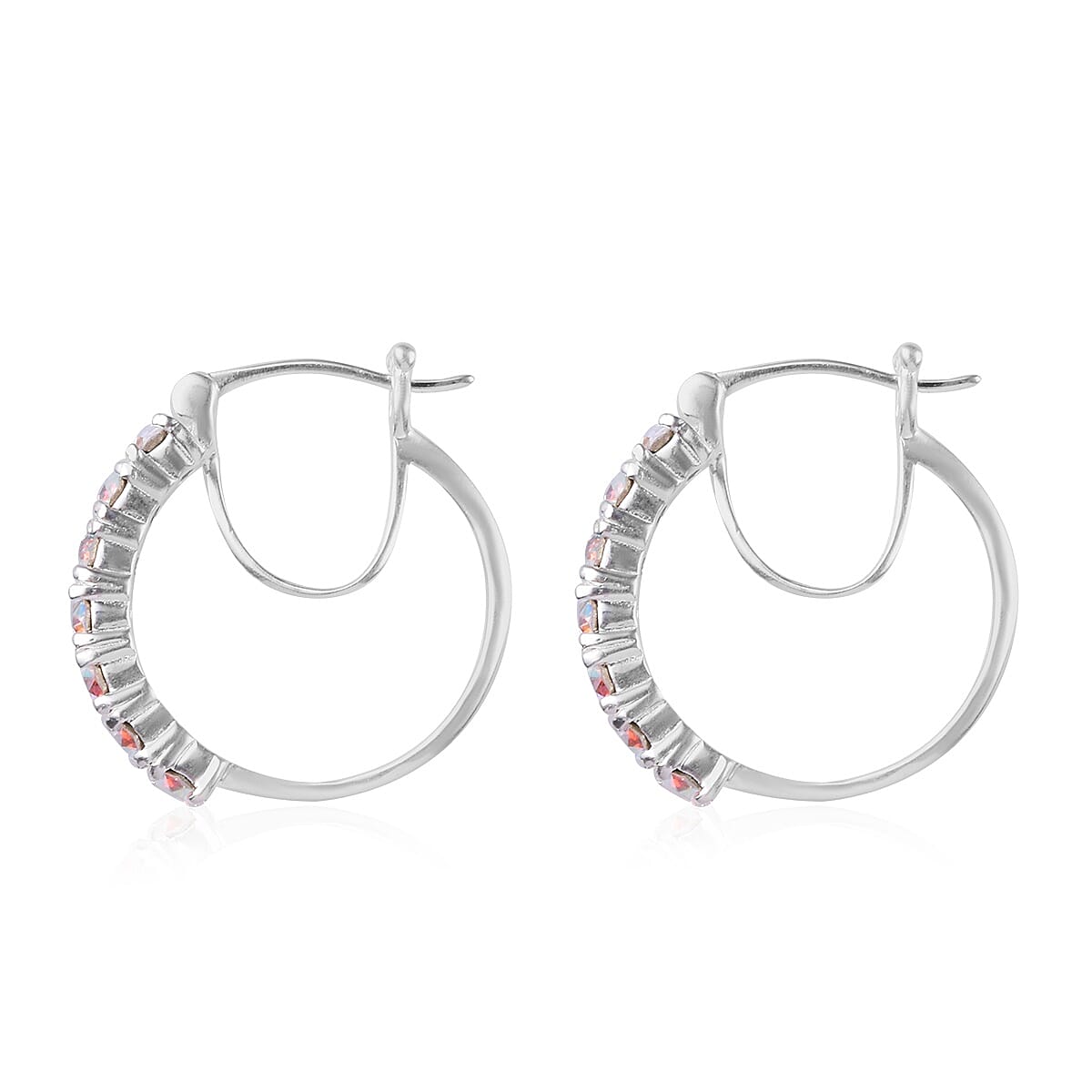 Lustro Stella AB Crystal Hoop Earrings in Sterling Silver