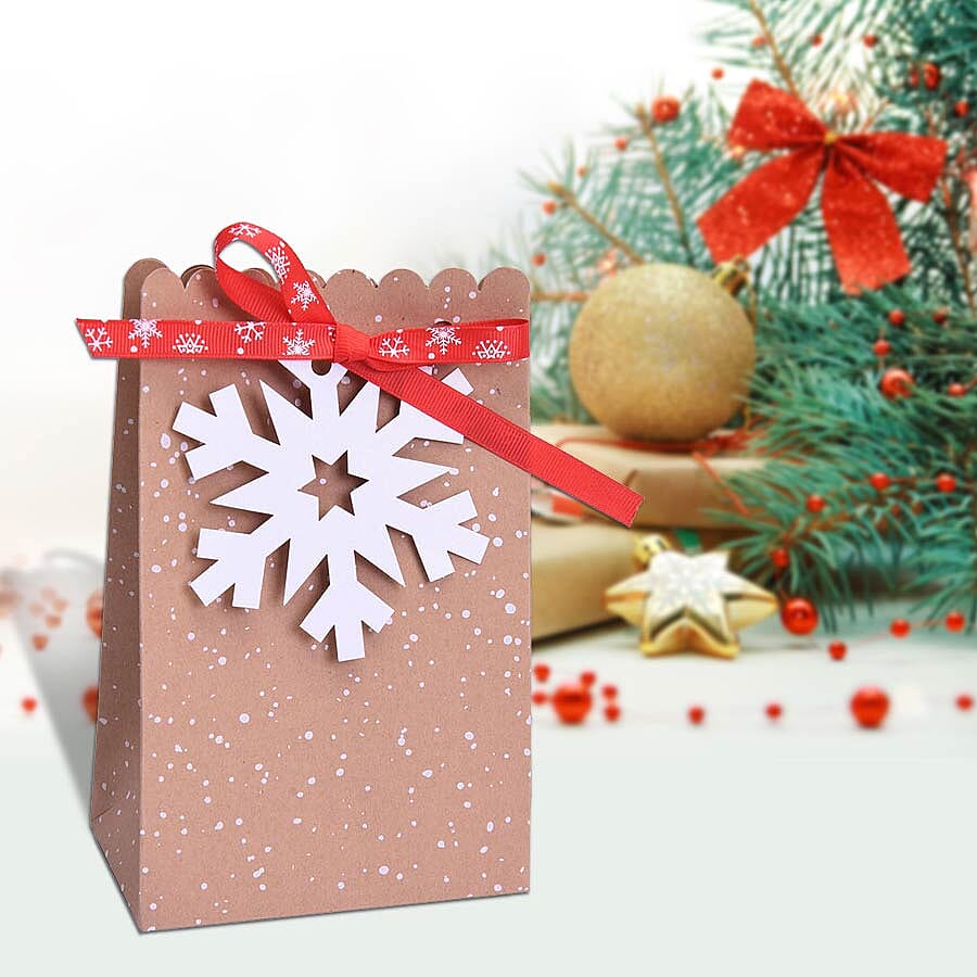 24 Piece Set- Brown Bags with Red Ribbons