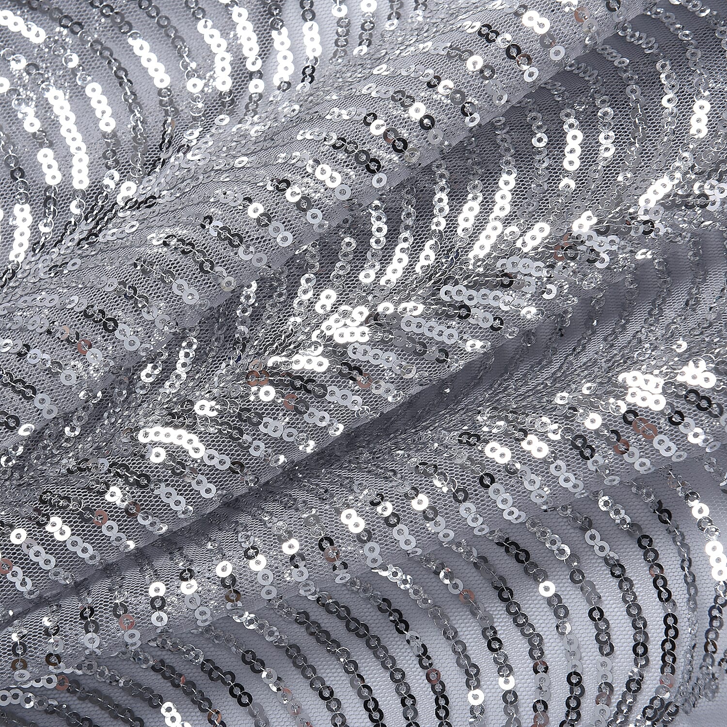 Scallop Pattern Sequin Scarf (Size 58x190 Cm) - Slate Silver