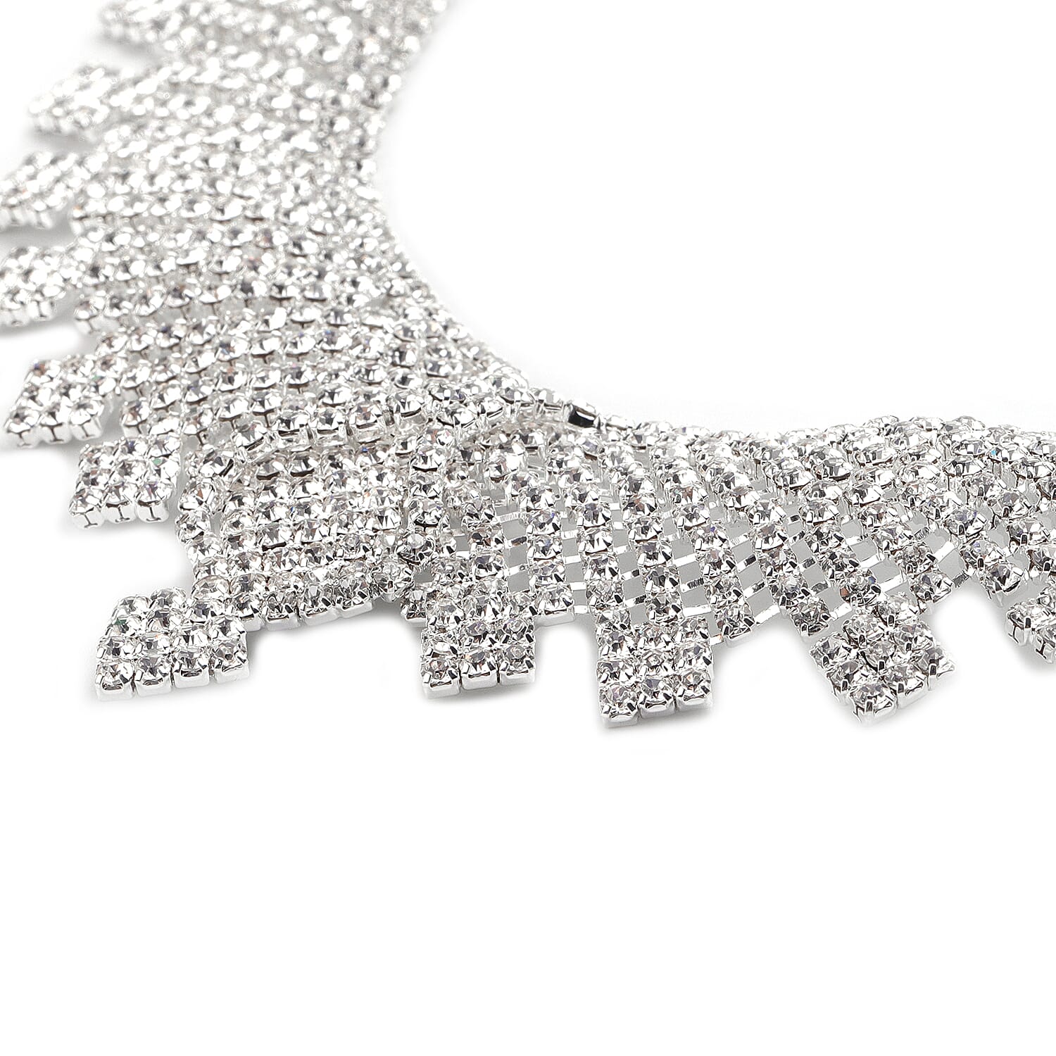 2 Piece Set White Austrian Crystal Earrings (with Push Back) and Necklace (Size 22 with 2 Inch Extender) in Silver Tone - Waterfall