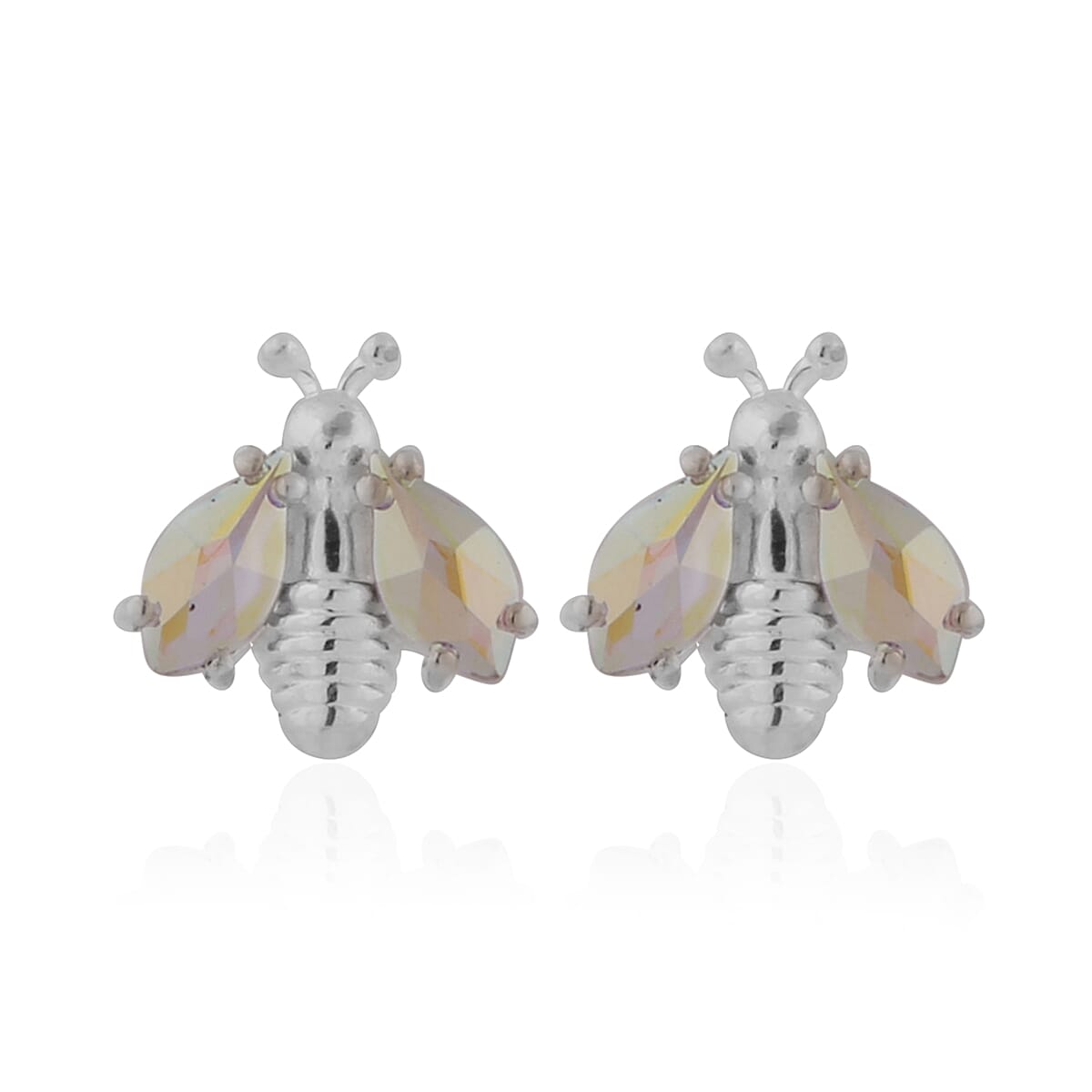 J Francis  AB Crystal Sterling Silver Bee Earrings (with Push Back)