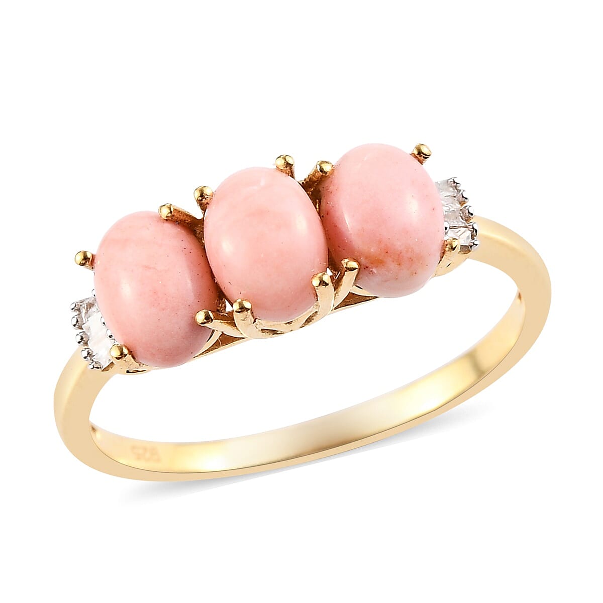 Oregon Sunrise Peach Opal and Diamond Ring in 14K Gold Over Sterling Silver