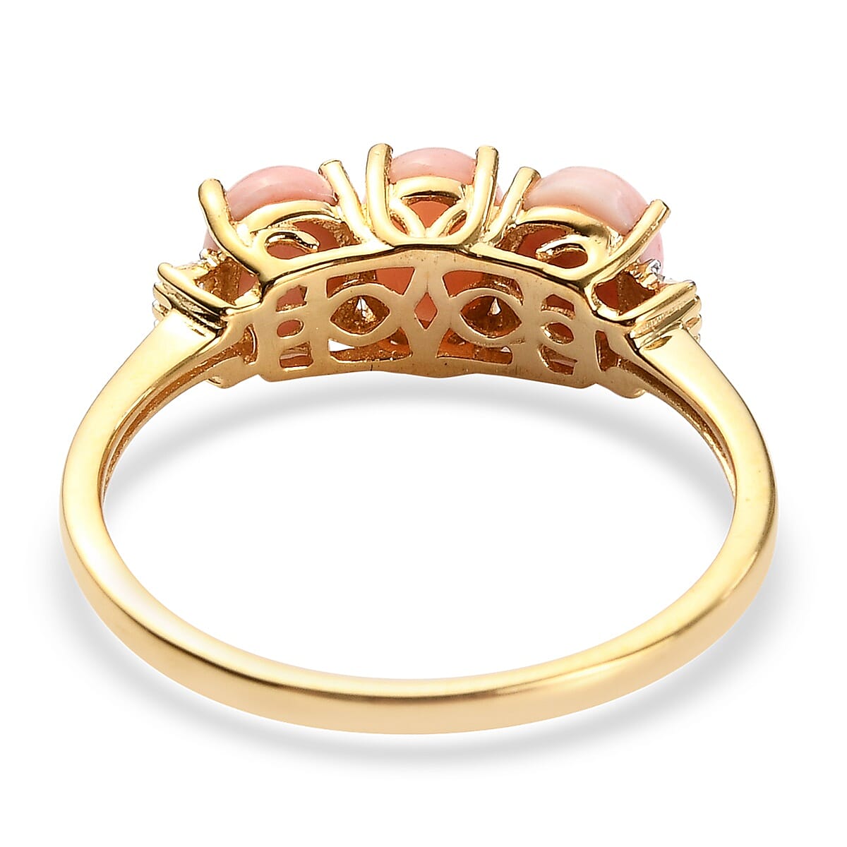 Oregon Sunrise Peach Opal and Diamond Ring in 14K Gold Over Sterling Silver