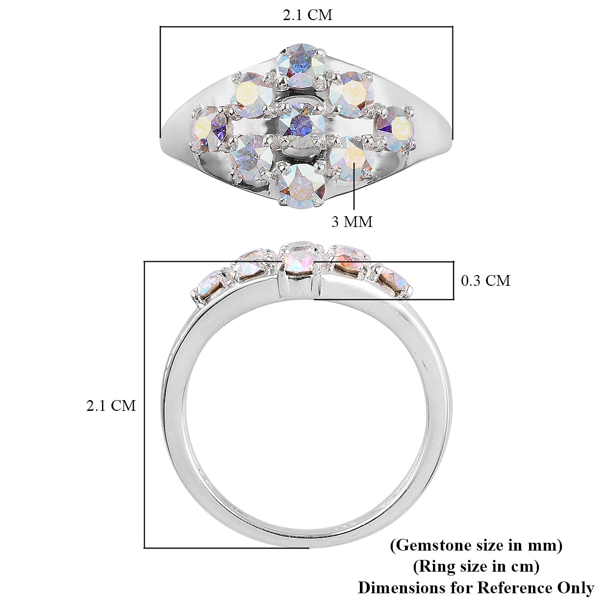 Lustro Stella  AB Crystal Ring in Sterling Silver