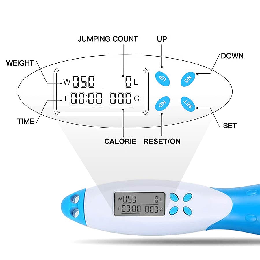 Electronic Counting Skipping Rope in Blue and White