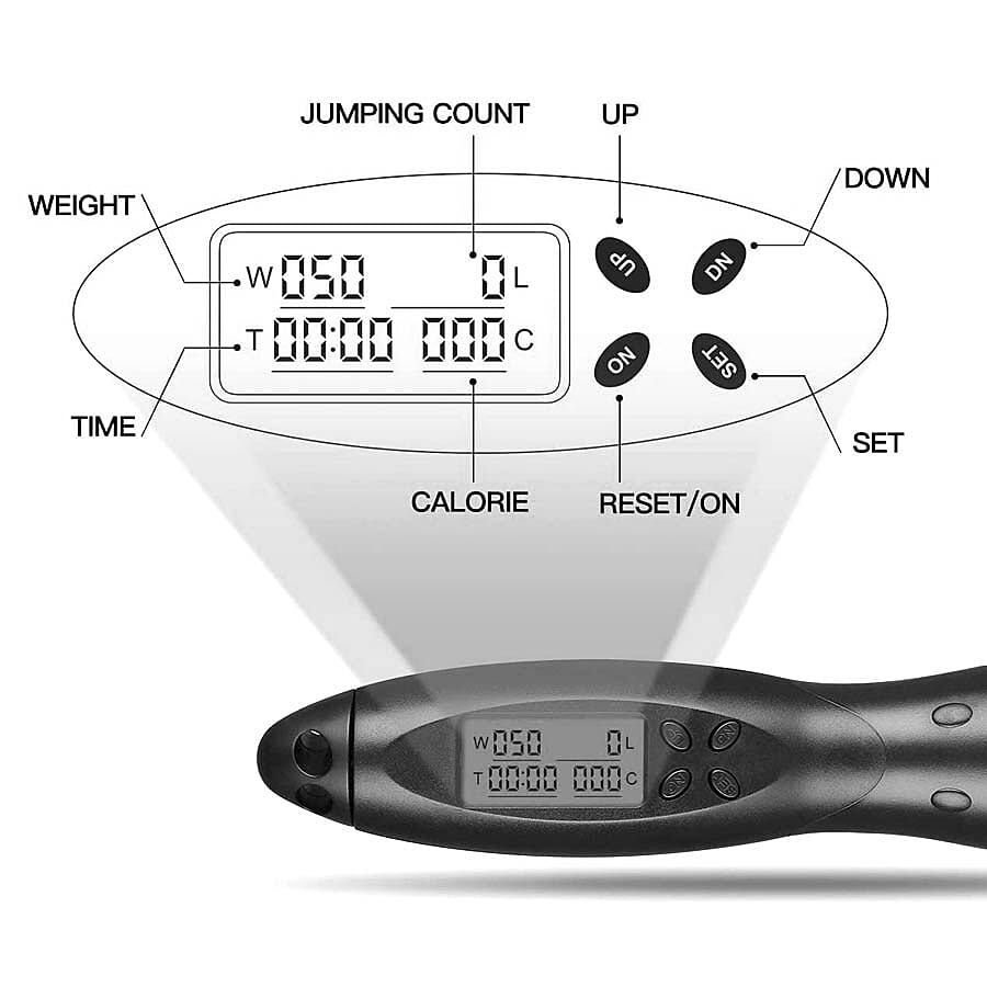 Electronic Counting Skipping Rope in Black