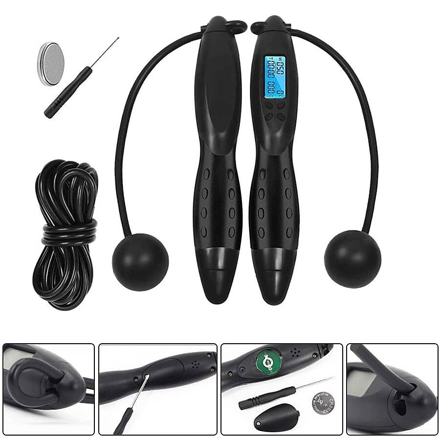 Electronic Counting Skipping Rope in Black
