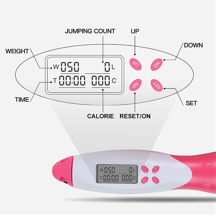 Electronic Counting Skipping Rope in Pink and White