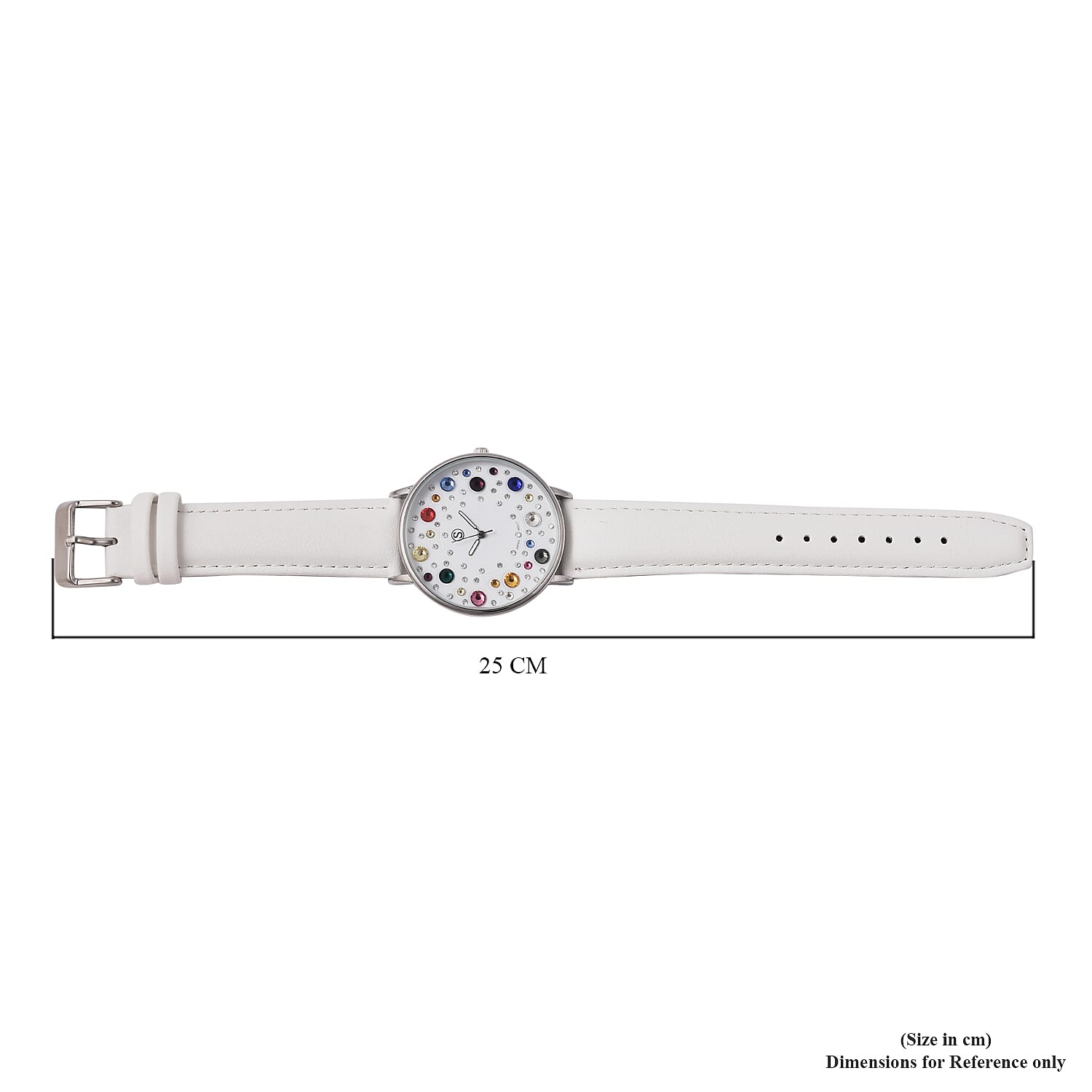 STRADA Japanese Movement Multi Colour Austrian Crystal Studded Water Resistant Watch with White Colour Strap