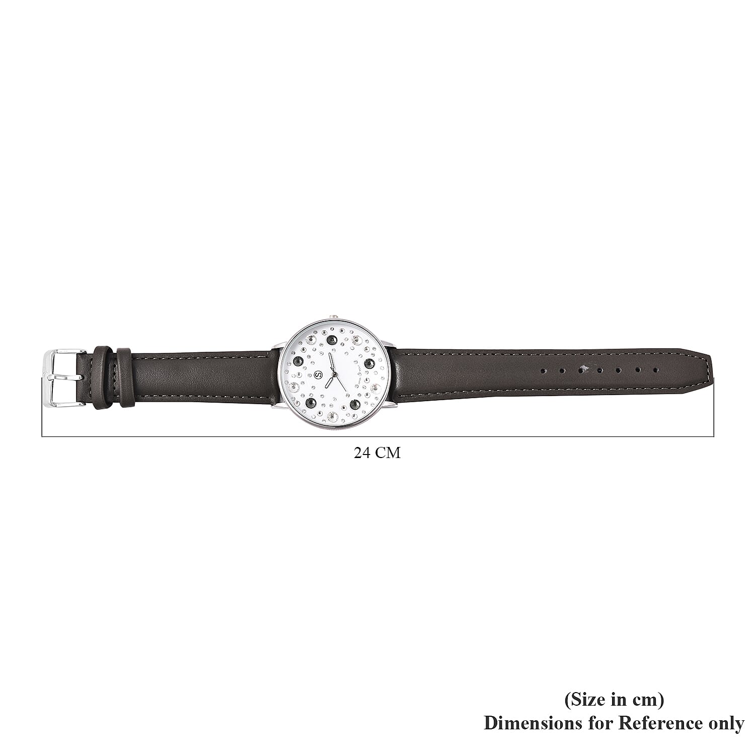 STRADA Japanese Movement Multi Colour Austrian Crystal Studded Water Resistant Watch with Dark Grey Colour Strap