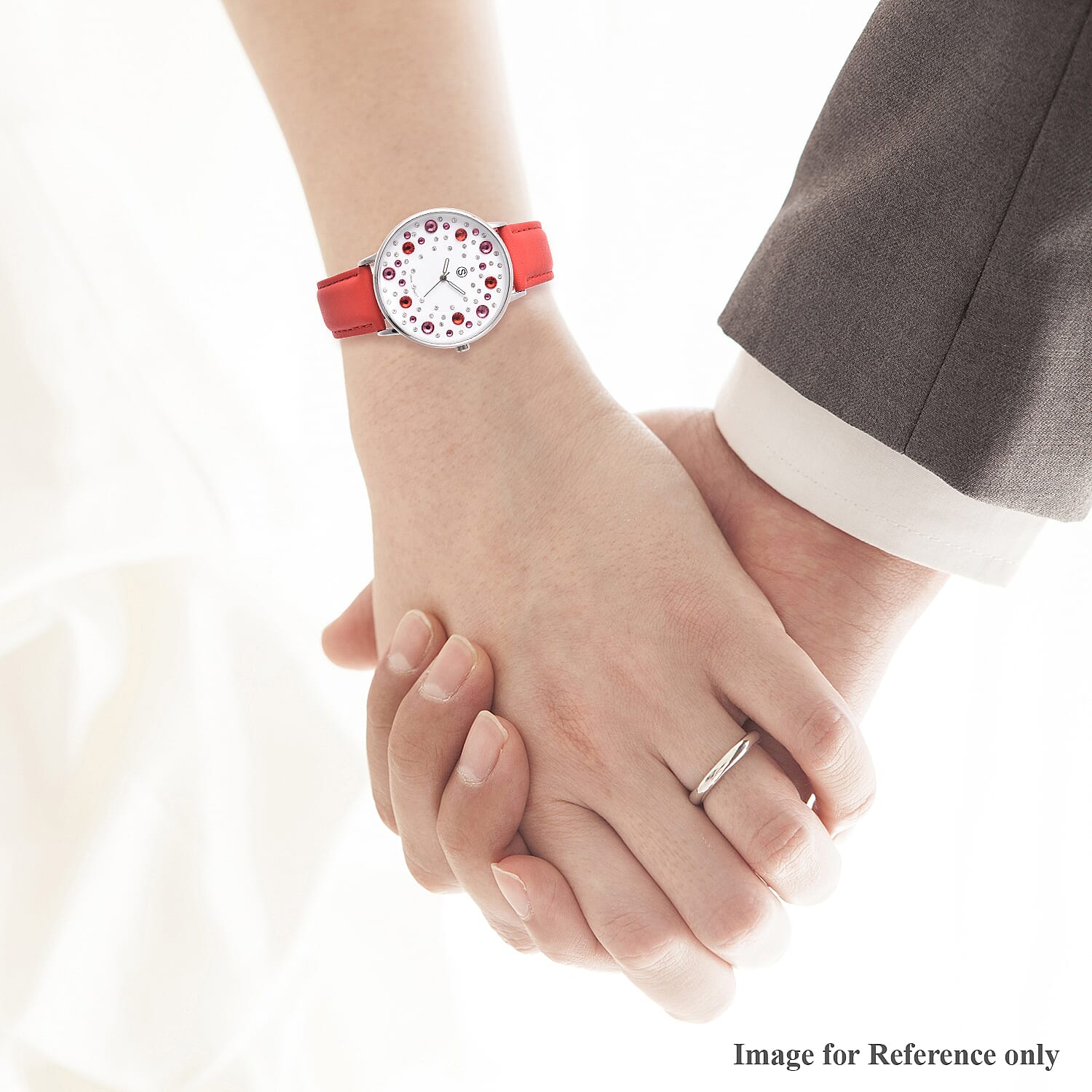 STRADA Japanese Movement Multi Colour Austrian Crystal Studded Water Resistant Watch with Red Colour Strap