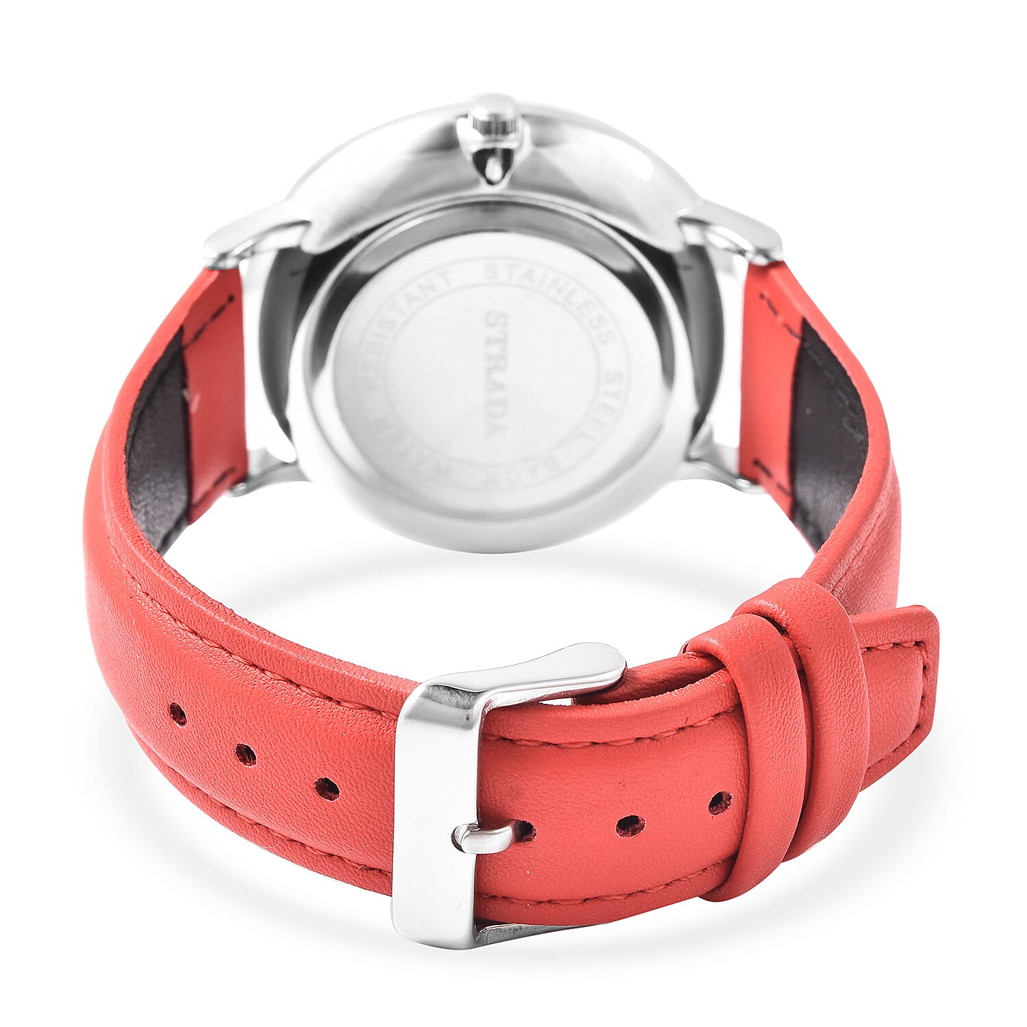 STRADA Japanese Movement Multi Colour Austrian Crystal Studded Water Resistant Watch with Red Colour Strap