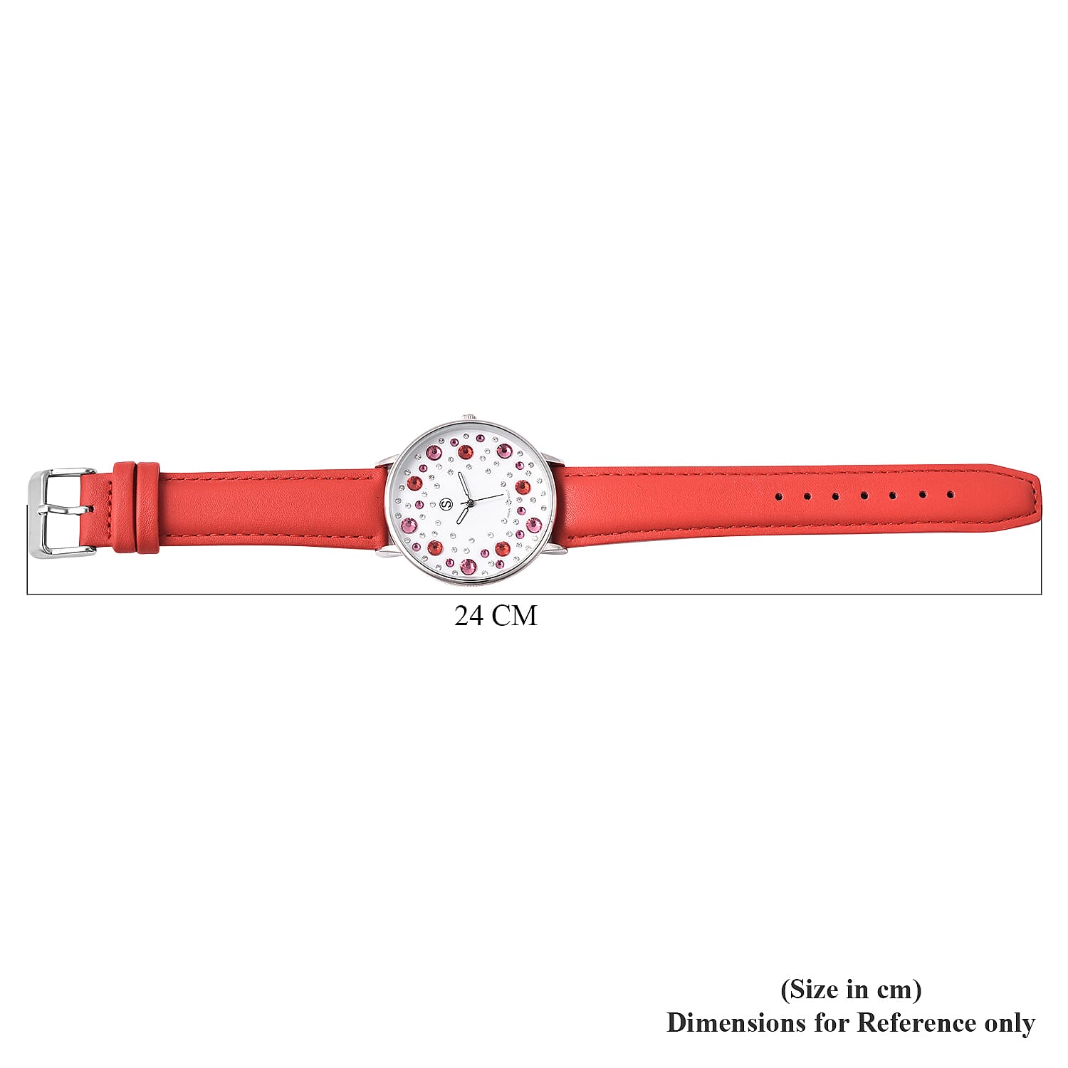STRADA Japanese Movement Multi Colour Austrian Crystal Studded Water Resistant Watch with Red Colour Strap