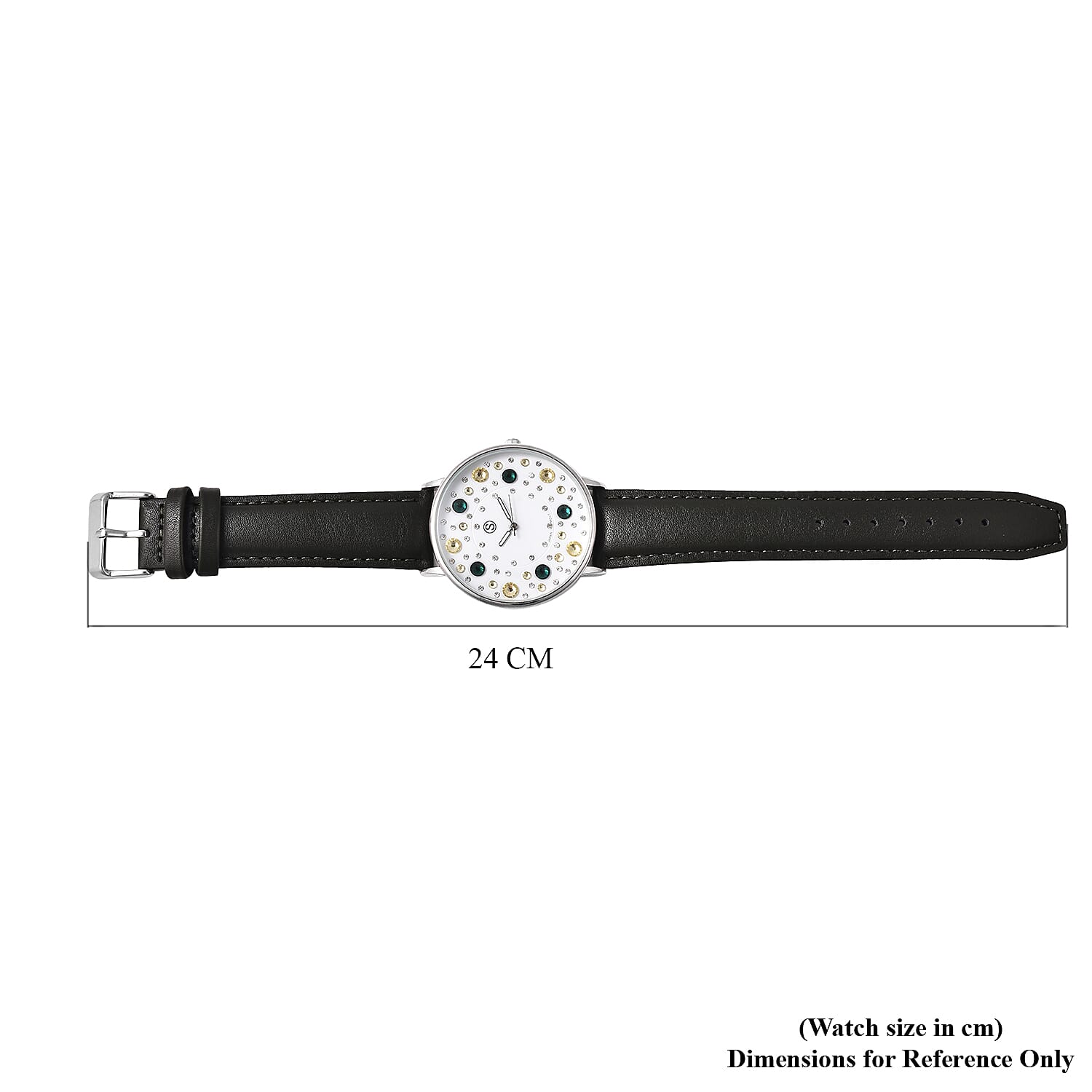 STRADA Japanese Movement Multi Colour Austrian Crystal Studded Water Resistant Watch with Green Colour Strap