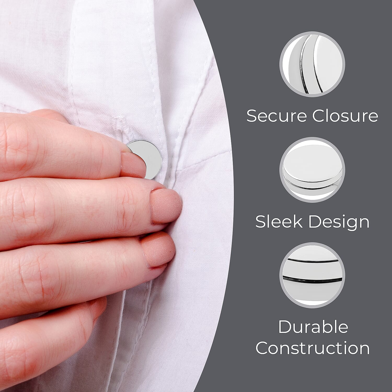 Set of 5 - Magnetic Lock (12mm) in Silver Tone