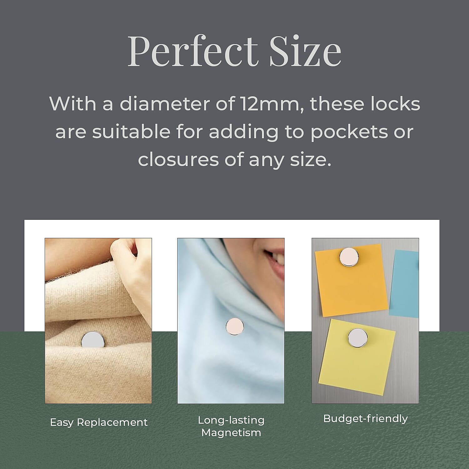 Set of 5 - Magnetic Lock (12mm) in Silver Tone