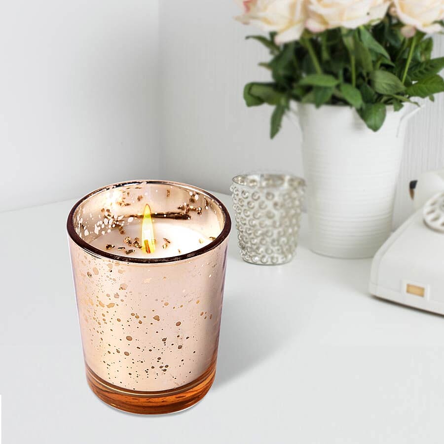The 5th Season - Wave Point Glass Candle Holder with Spinning Golden Snowflake (Size 18x10x5.5cm)
