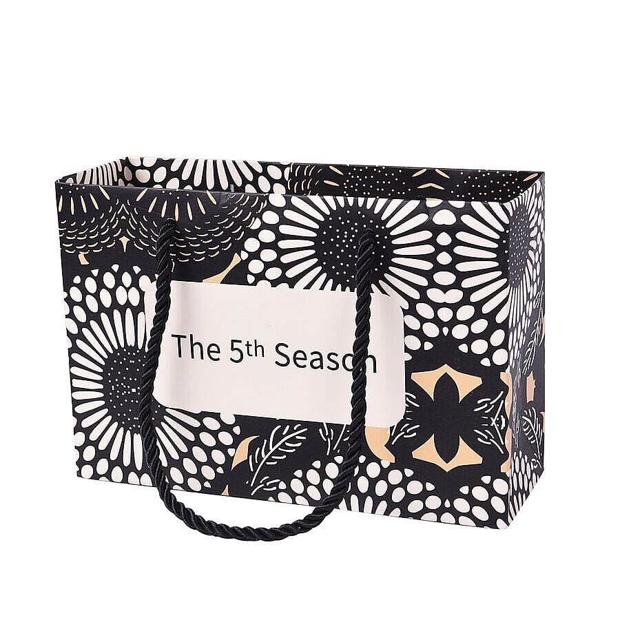 The 5th Season - Wave Point Glass Candle Holder with Spinning Golden Leaves (Size 18x10x5.5cm)