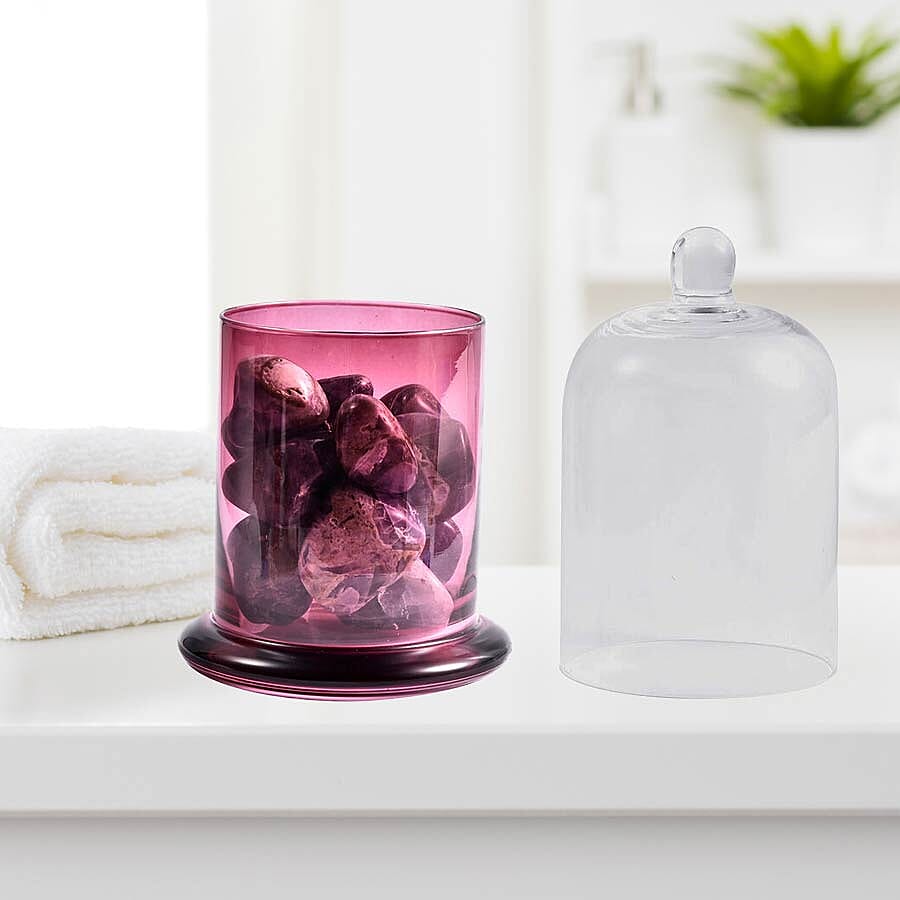 The 5th Season - Glass Cover with Amethyst Gemstone and 10ml Essential Oil in Gift Box (Fragrance French Block)