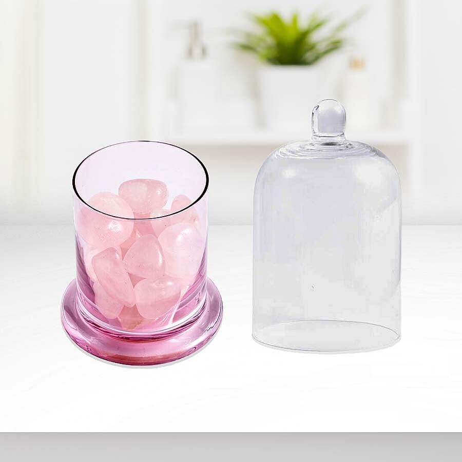 The 5th Season - Glass Cover with  Rose Quartz Gemstone and 10ml Essential Oil in Gift Box (Fragrance Grasse Style)