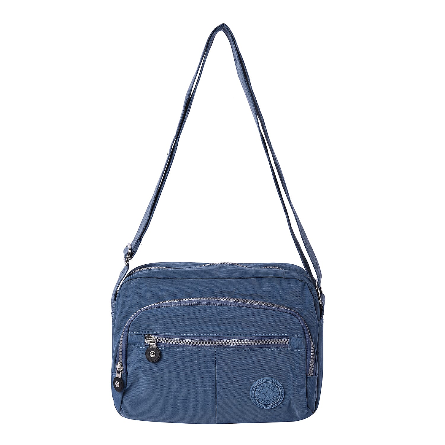Water Resistant Multi-Pocket Crossbody Bag with Zipper Closure and Adjustable Shoulder Strap (Size 27x10x18cm) - Navy