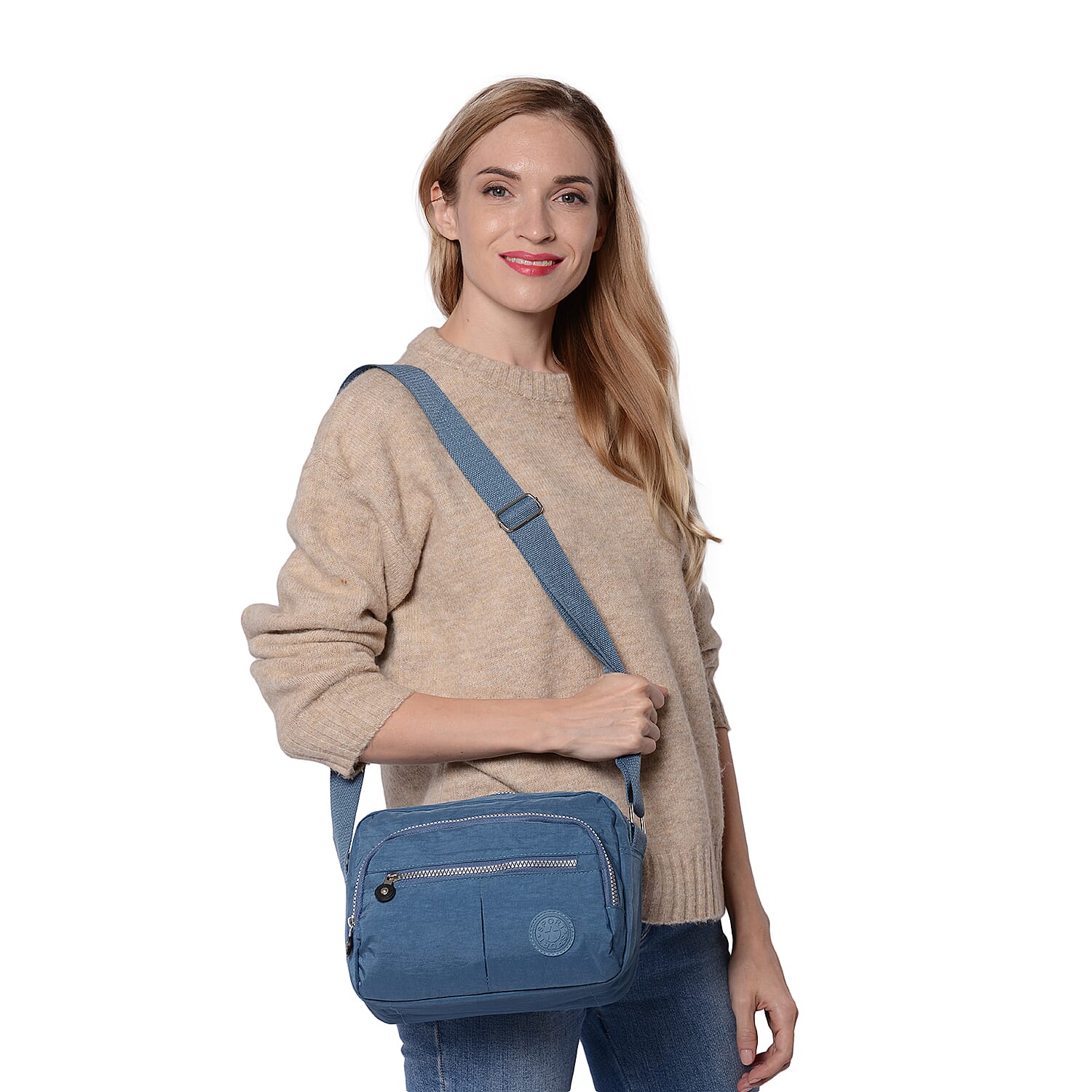 Water Resistant Multi-Pocket Crossbody Bag with Zipper Closure and Adjustable Shoulder Strap (Size 27x10x18cm) - Navy