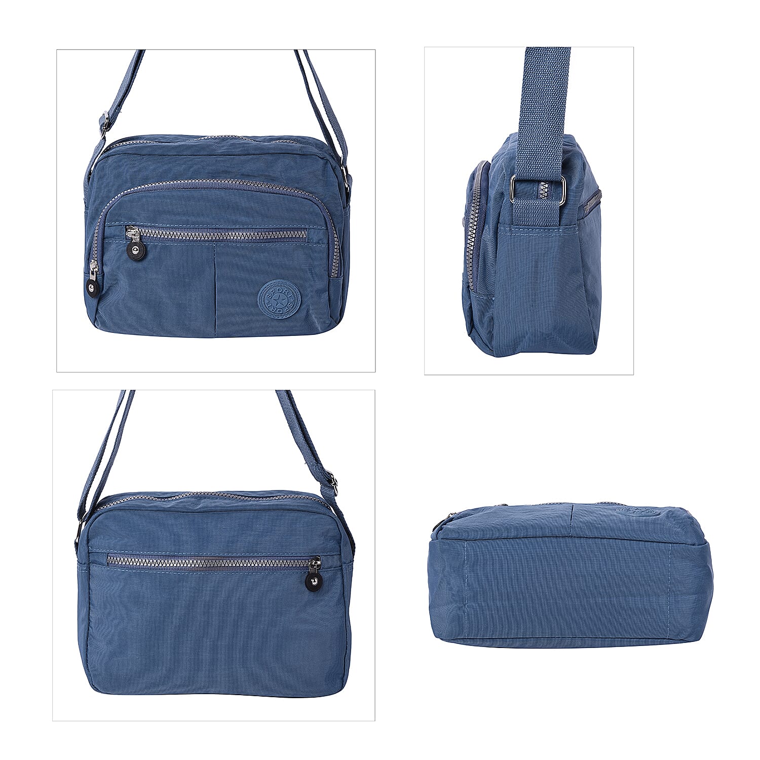 Water Resistant Multi-Pocket Crossbody Bag with Zipper Closure and Adjustable Shoulder Strap (Size 27x10x18cm) - Navy