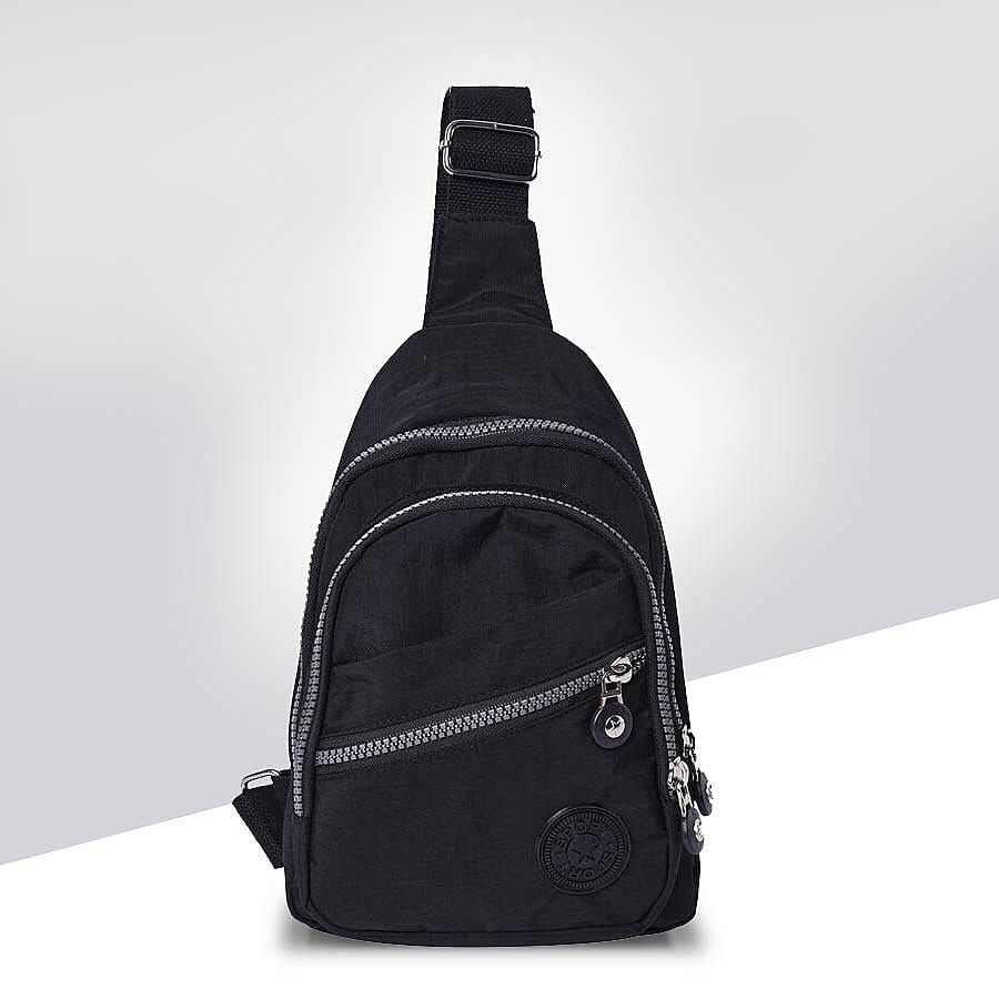 Black Colour Backpack with Zipper Closure and Adjustable Shoulder Strap (Size 17.5x6x20cm)