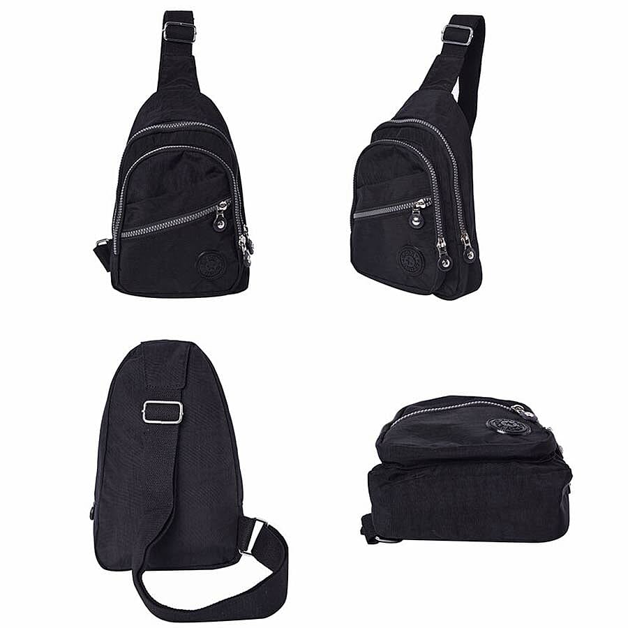 Black Colour Backpack with Zipper Closure and Adjustable Shoulder Strap (Size 17.5x6x20cm)