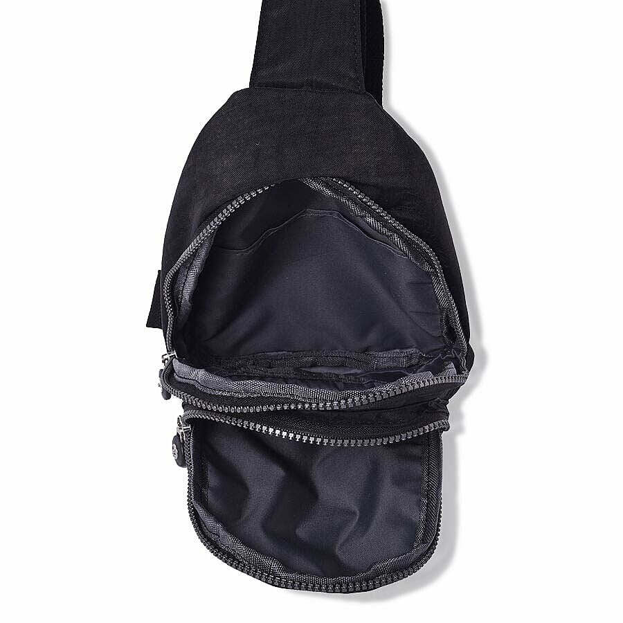 Black Colour Backpack with Zipper Closure and Adjustable Shoulder Strap (Size 17.5x6x20cm)