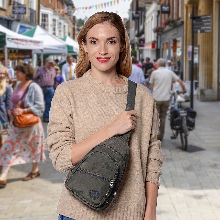 Grey Colour Backpack with Zipper Closure and Adjustable Shoulder Strap (Size 17.5x6x20cm)