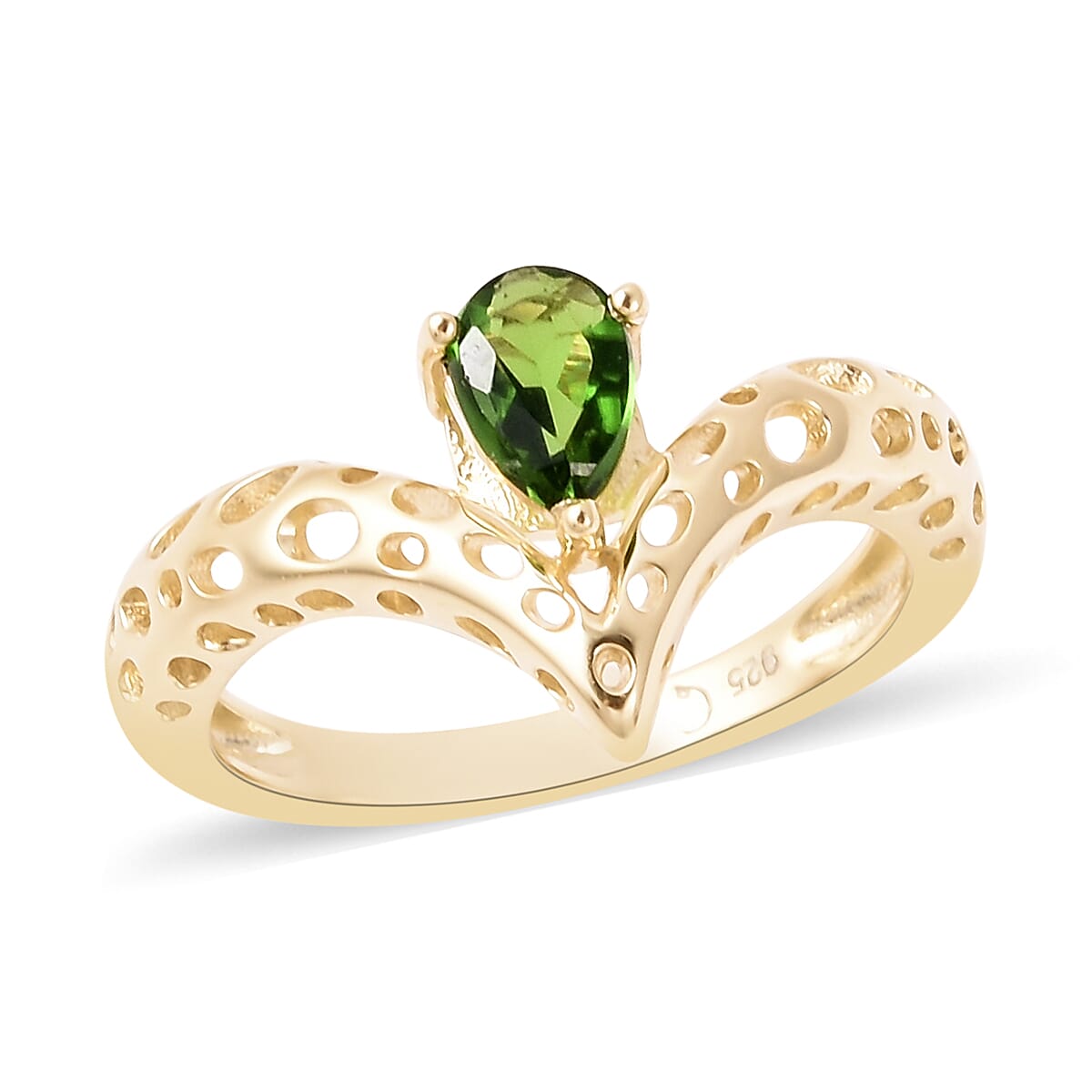 RACHEL GALLEY Chevrolet Collection - Chrome Diopside Ring in Yellow Gold Overlay Sterling Silver