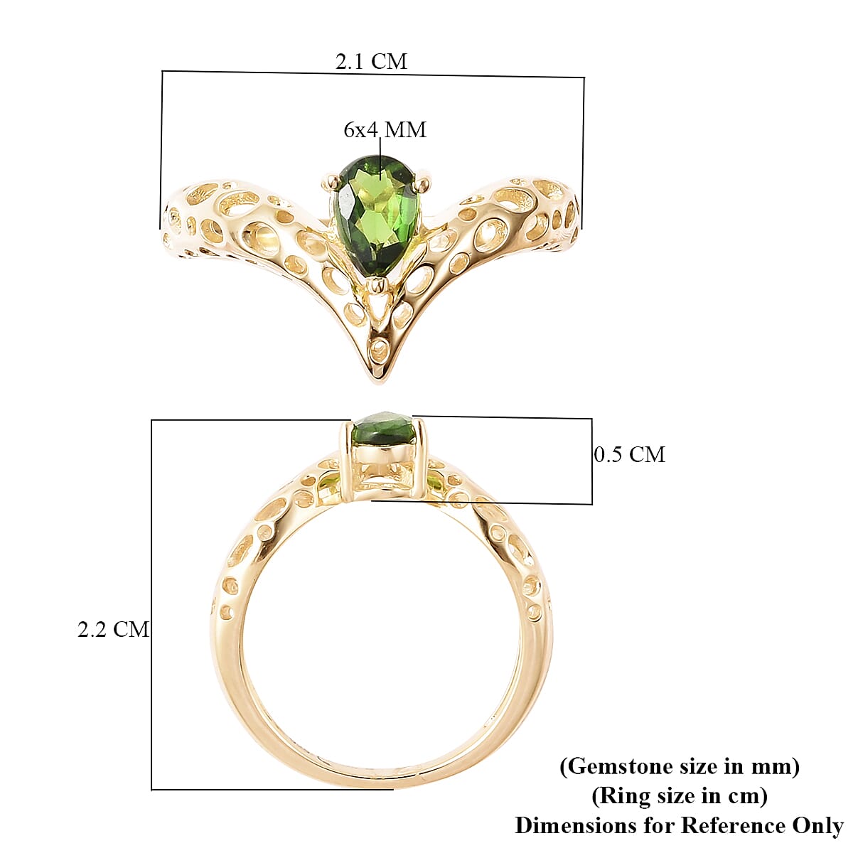 RACHEL GALLEY Chevrolet Collection - Chrome Diopside Ring in Yellow Gold Overlay Sterling Silver