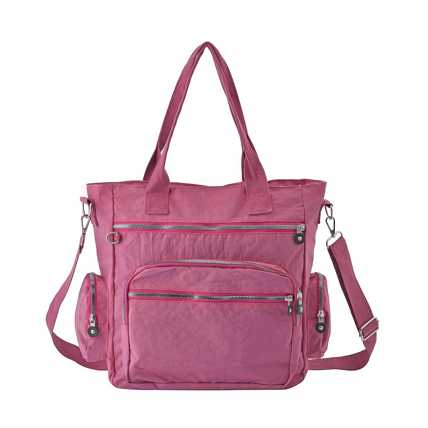 Multi-Pocket Satchel Bag with Detachable Shoulder Strap - Purple