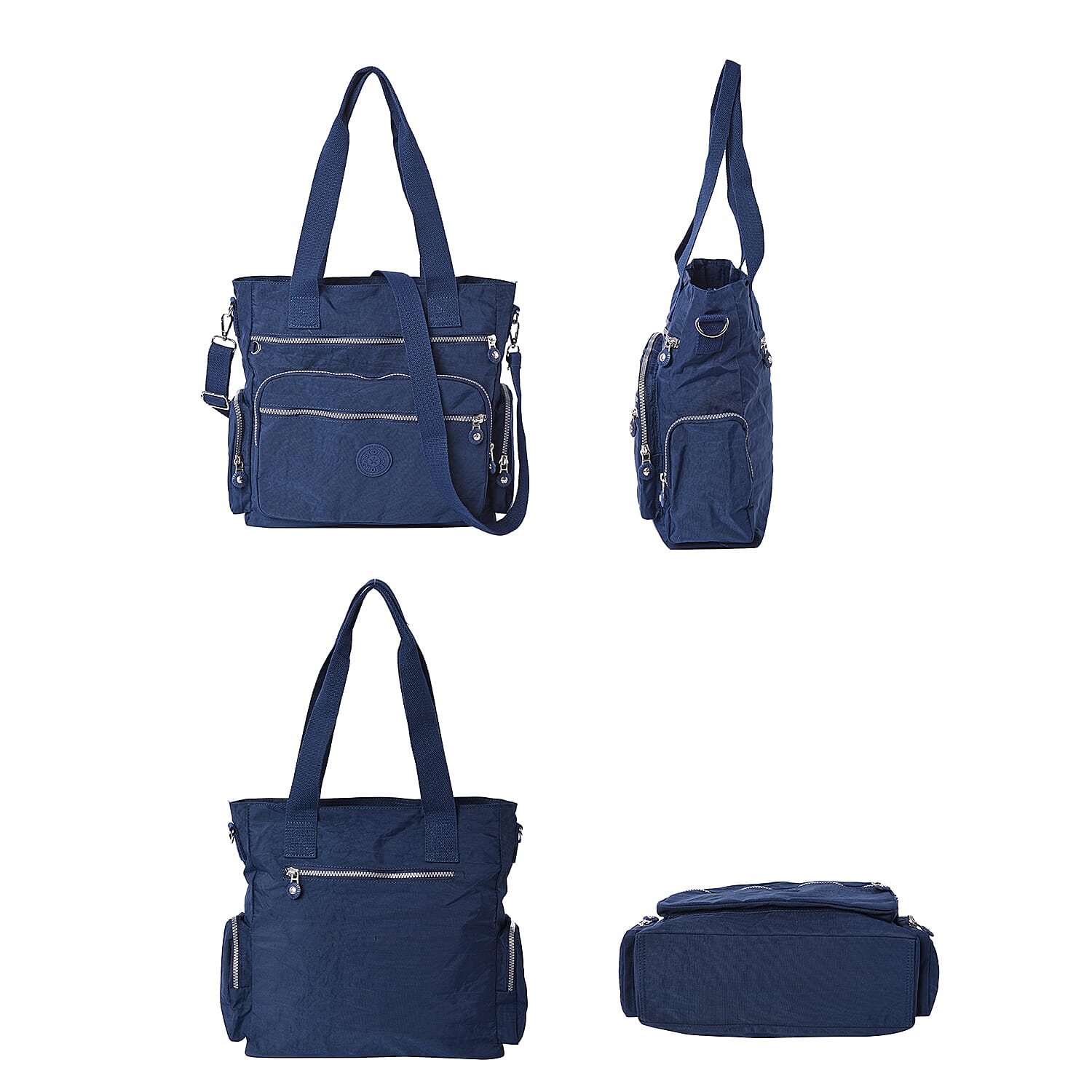 Solid Navy Colour Multi-Pocket Satchel Bag with Detachable Shoulder Strap (36x15x33cm)