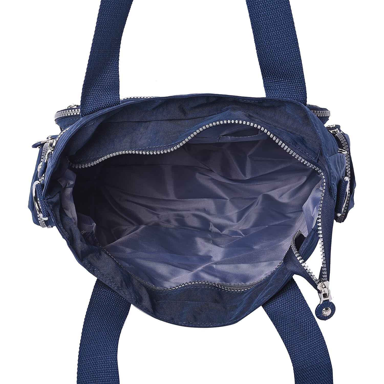 Solid Navy Colour Multi-Pocket Satchel Bag with Detachable Shoulder Strap (36x15x33cm)