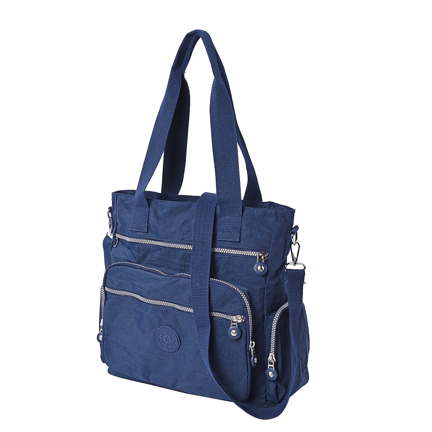 Solid Navy Colour Multi-Pocket Satchel Bag with Detachable Shoulder Strap (36x15x33cm)
