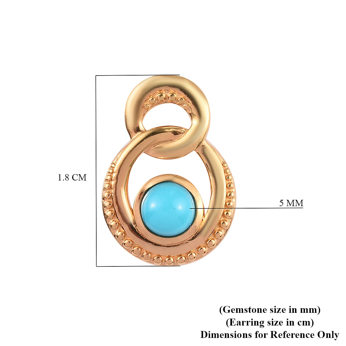 Arizona Sleeping Beauty Turquoise Earrings (with Push Back) in 14K Gold Overlay Sterling Silver 1.00 Ct.