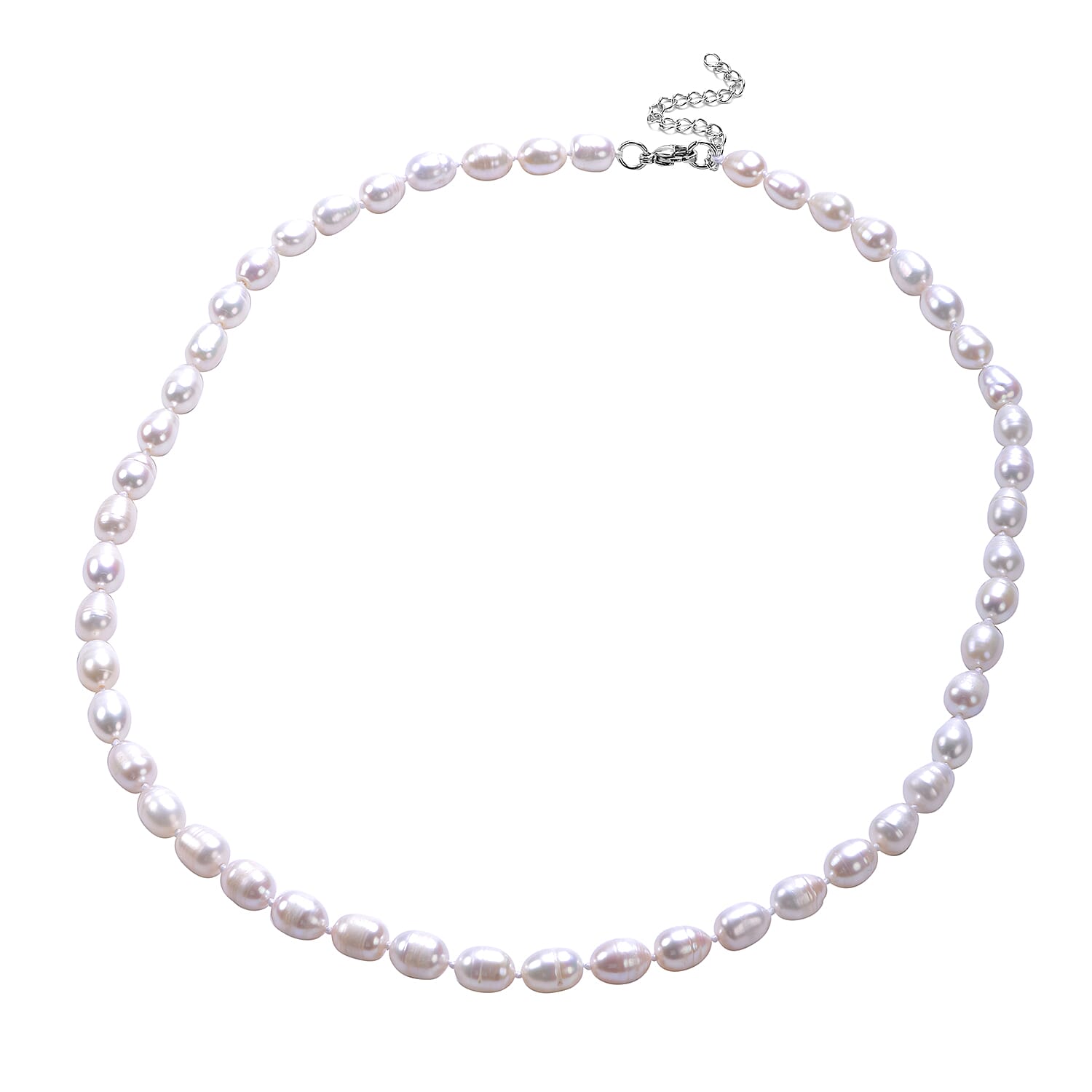 One Time Deal- 2 Piece Set Fresh Water Pearl Earrings and Necklace (Size 20 with 2 inch Extender) in Stainless Steel - White