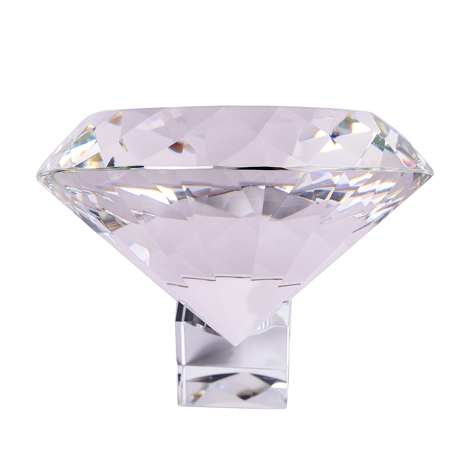 TJC Exclusive Diamond Cut White Diamond Crystal with Stand (20cms) in a Gift Box - Diamond