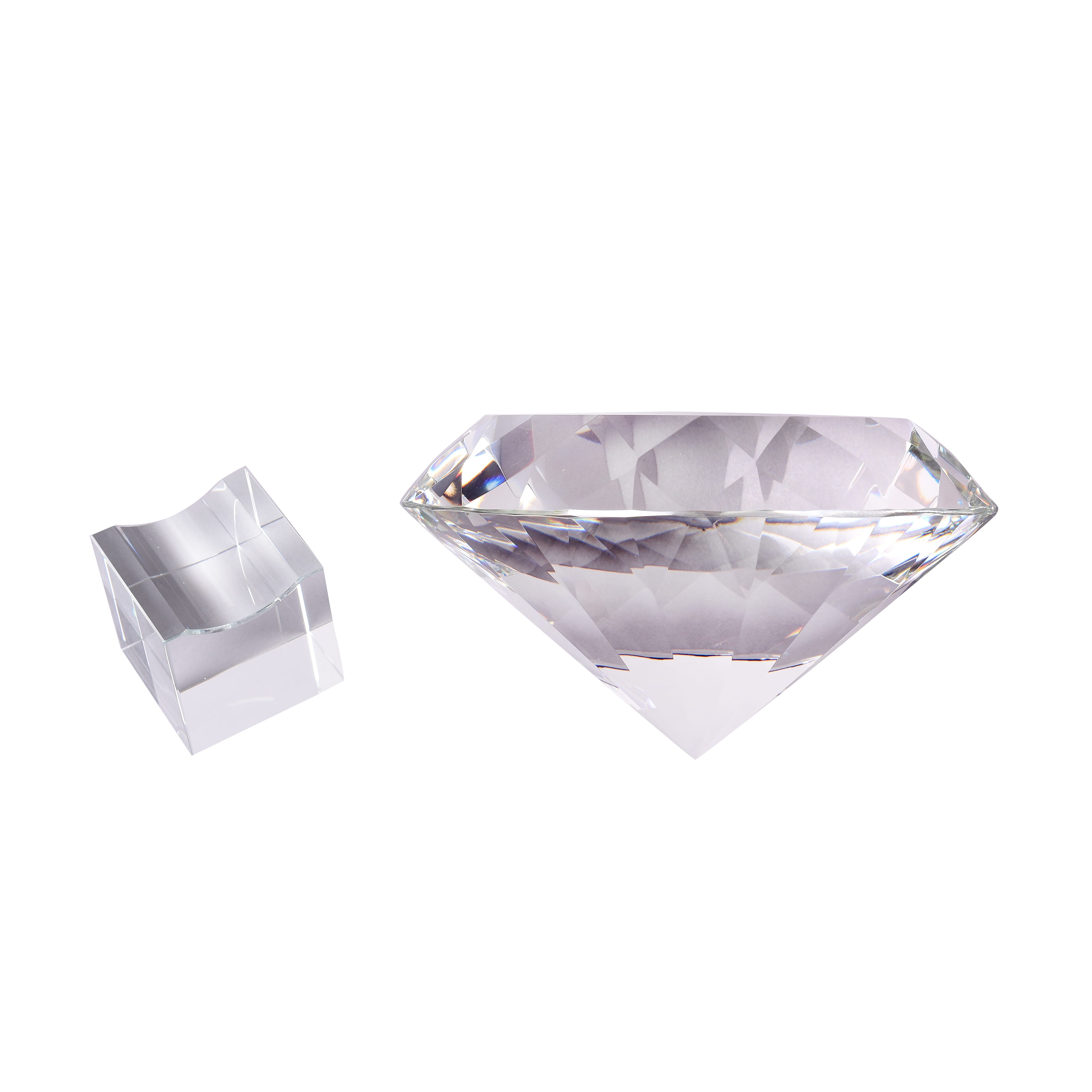 TJC Exclusive Diamond Cut White Diamond Crystal with Stand (20cms) in a Gift Box - Diamond