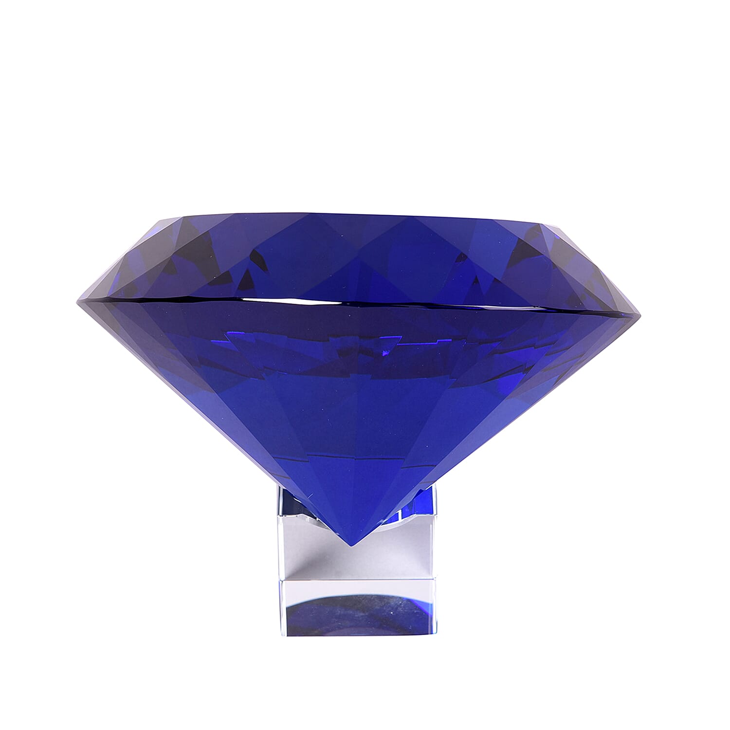 TJC Exclusive Diamond Cut Tanzanite Glass Crystal with Stand (20cms) in a Gift Box-blue
